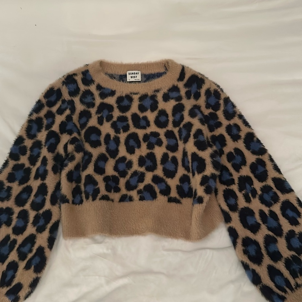 Aritzia Sunday Best Cropped Leopard Cheetah Sweater